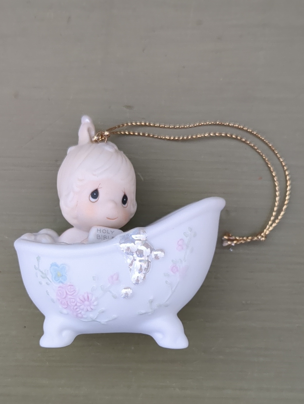 He Cleansed My Soul Precious Moments 1987 Bathtub Christmas Ornament #112380